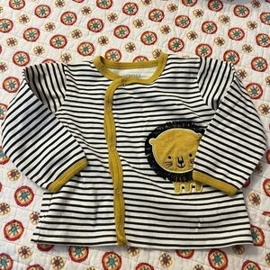 Lion Striped Kimono Button Top 100% Cotton Size 6-9 Months